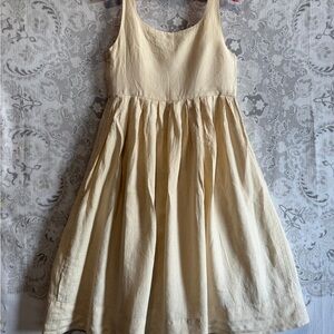 Banana Republic Pale Yellow Sleeveless Linen Gathered Casual Women’s Dress